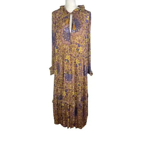 Anthropologie The Marais Printed Chiffon Maxi Dress Ruffle Tiered Plus Size 2X - Picture 4 of 10